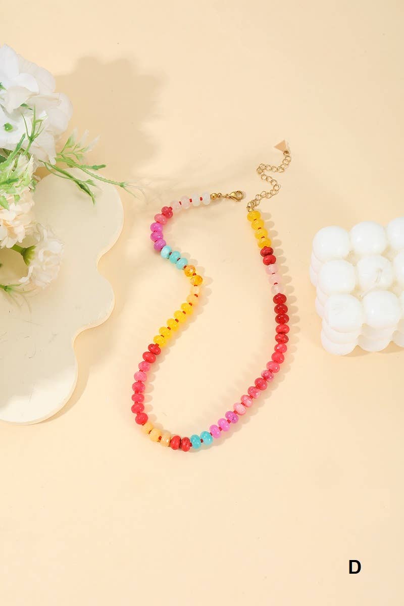 Trendy Natural Agate Gemstone Necklace: Multi Color