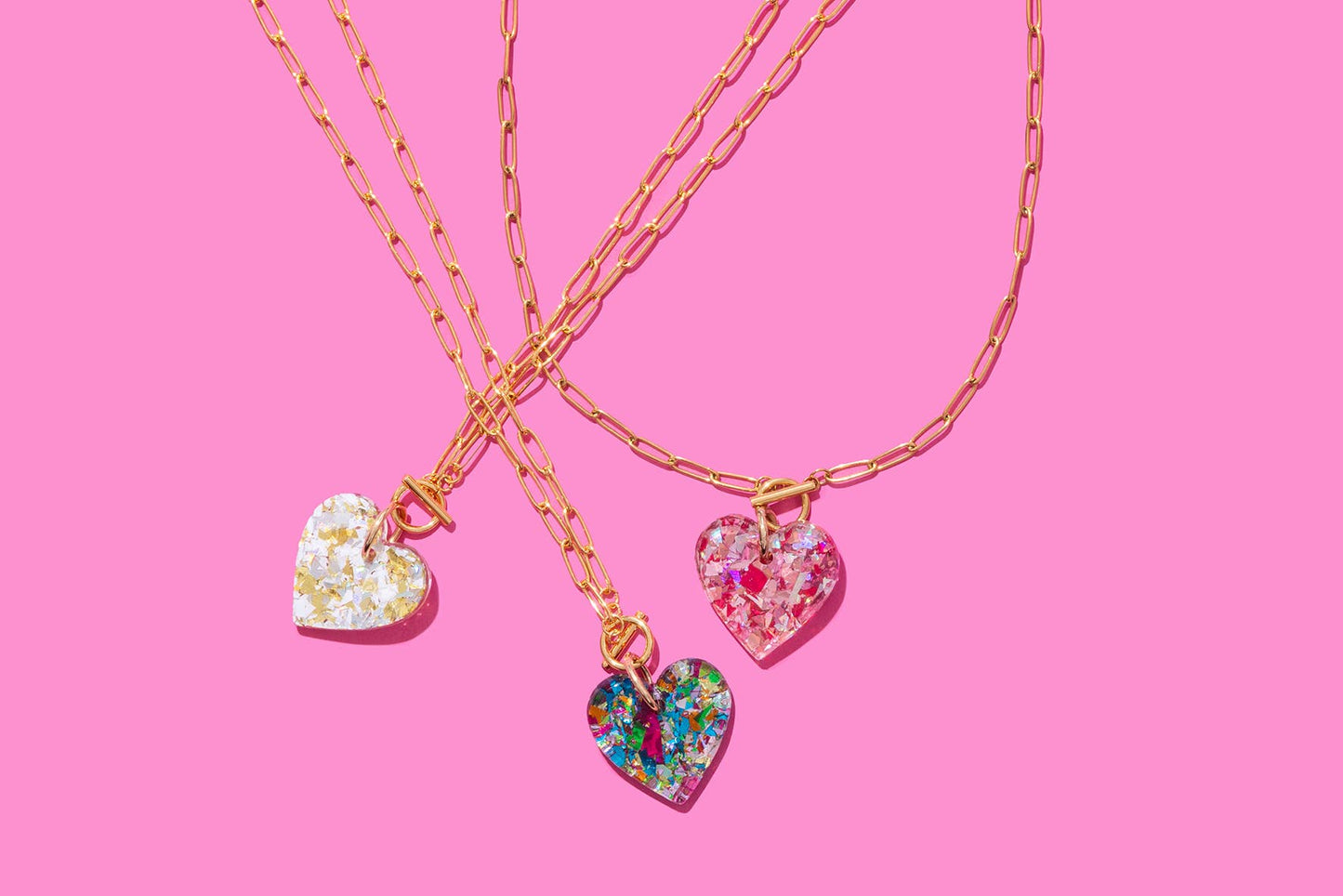 Chain Necklace - Heart - Colorful Confetti