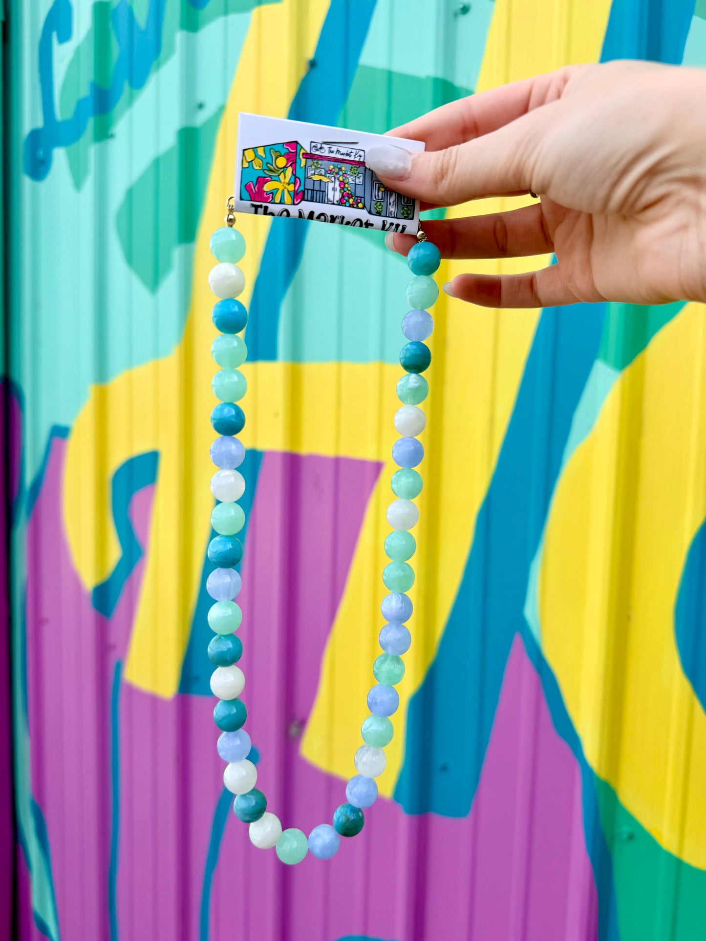 Gemstone Beaded Necklace - Two-Toned Green