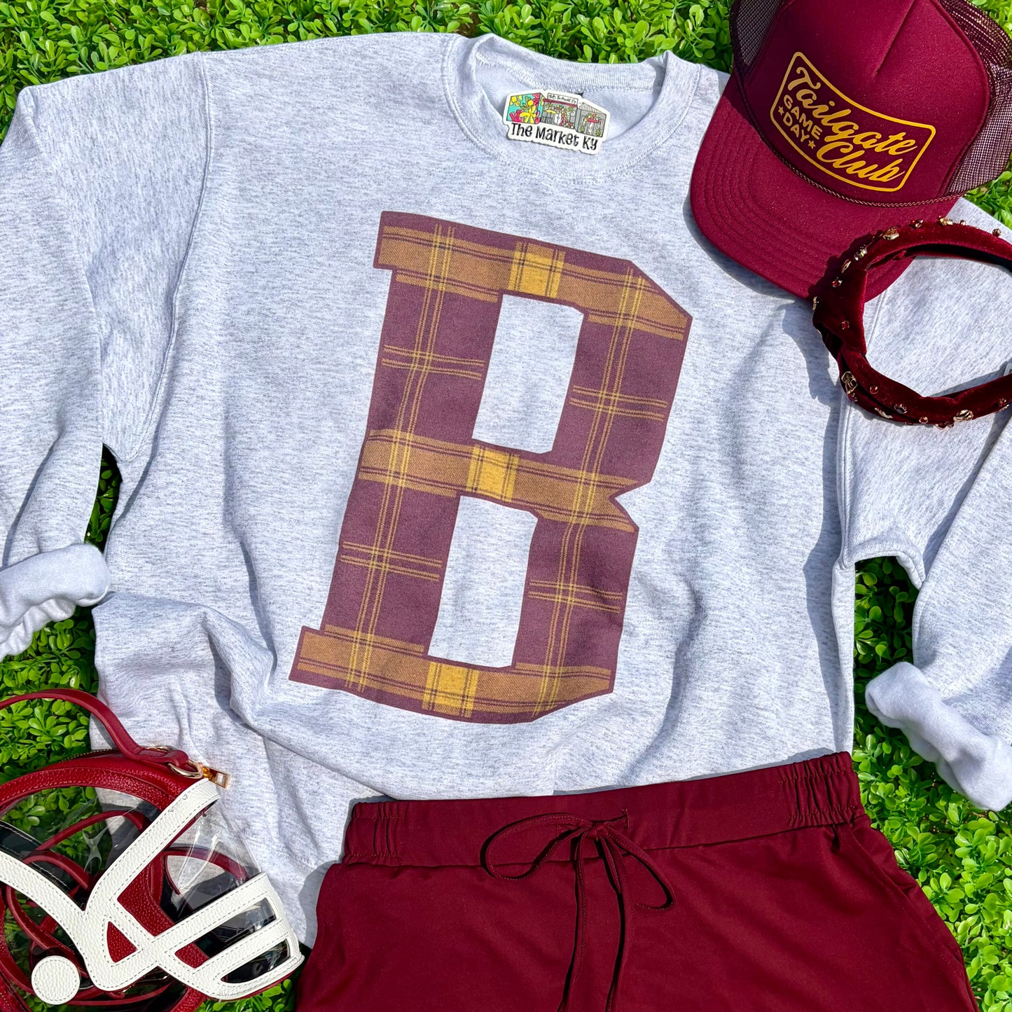 Plaid Varsity B Sweatshirt (Youth & Adult)