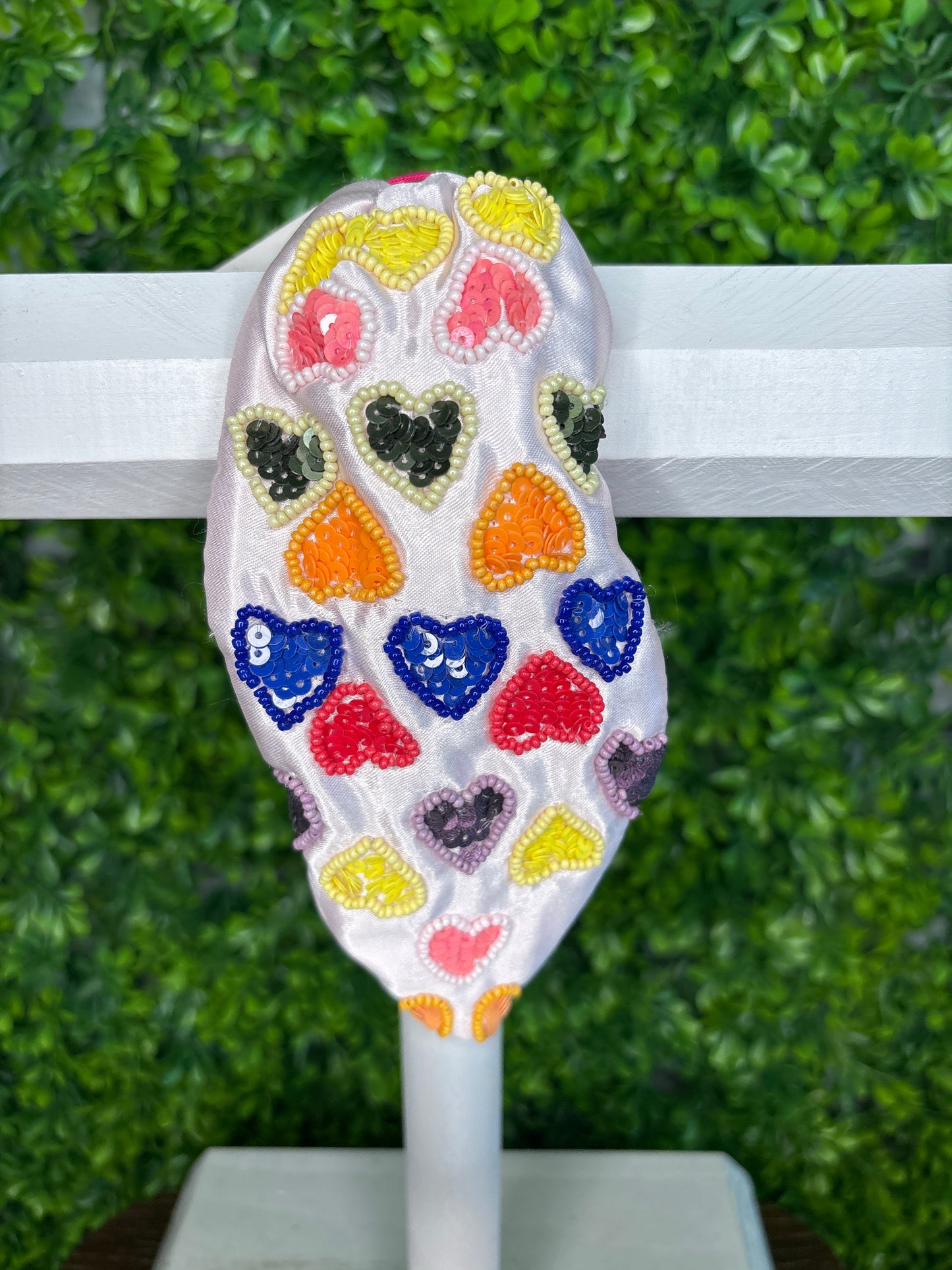 Multicolor Sequined Heart Seed Bead Headband