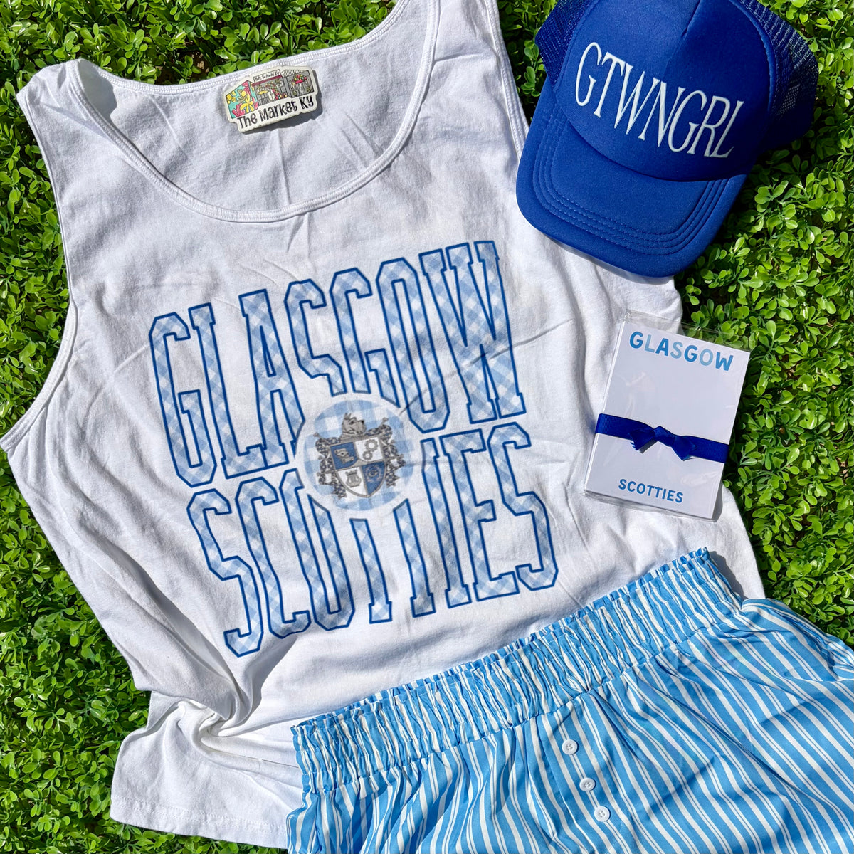 Glasgow Scotties Gingham Crest Comfort Colors Tank