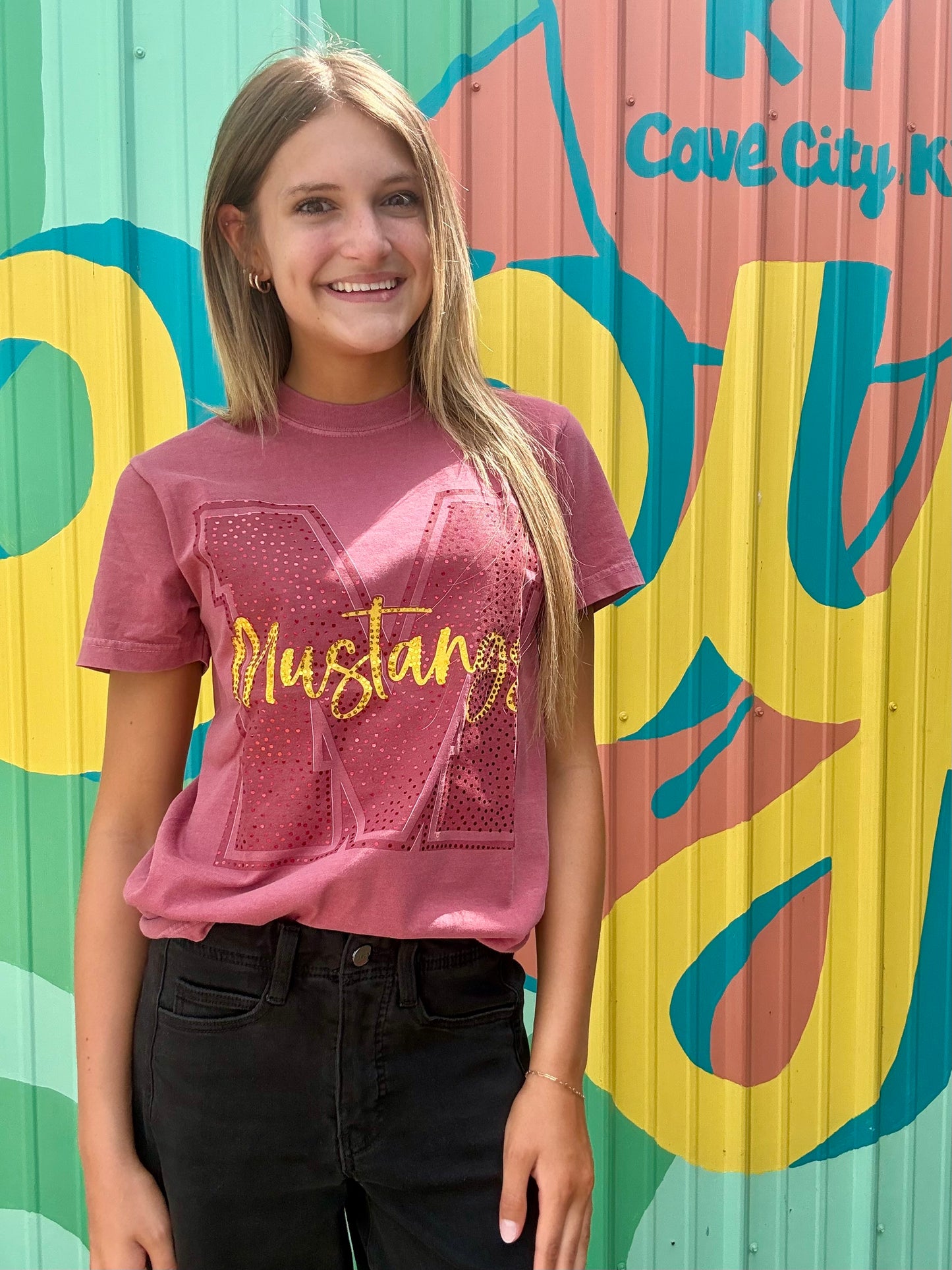 Red Cross Mustangs Spangled Comfort Colors Tee
