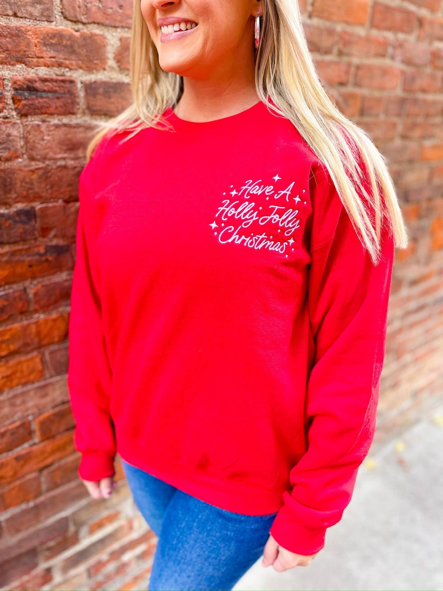 Holly Jolly Christmas Embroidered Sweatshirt
