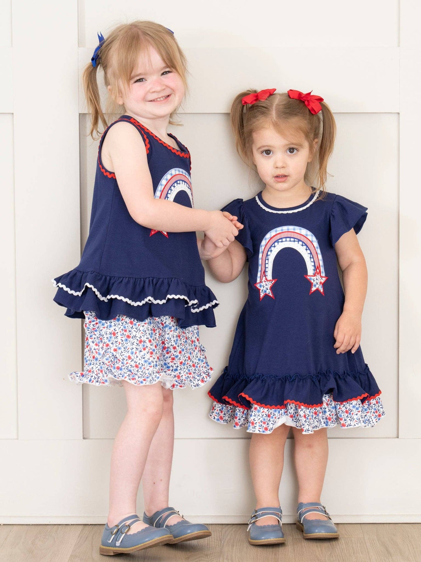Youth Independence Rainbow Embroidered Ruffle Dress