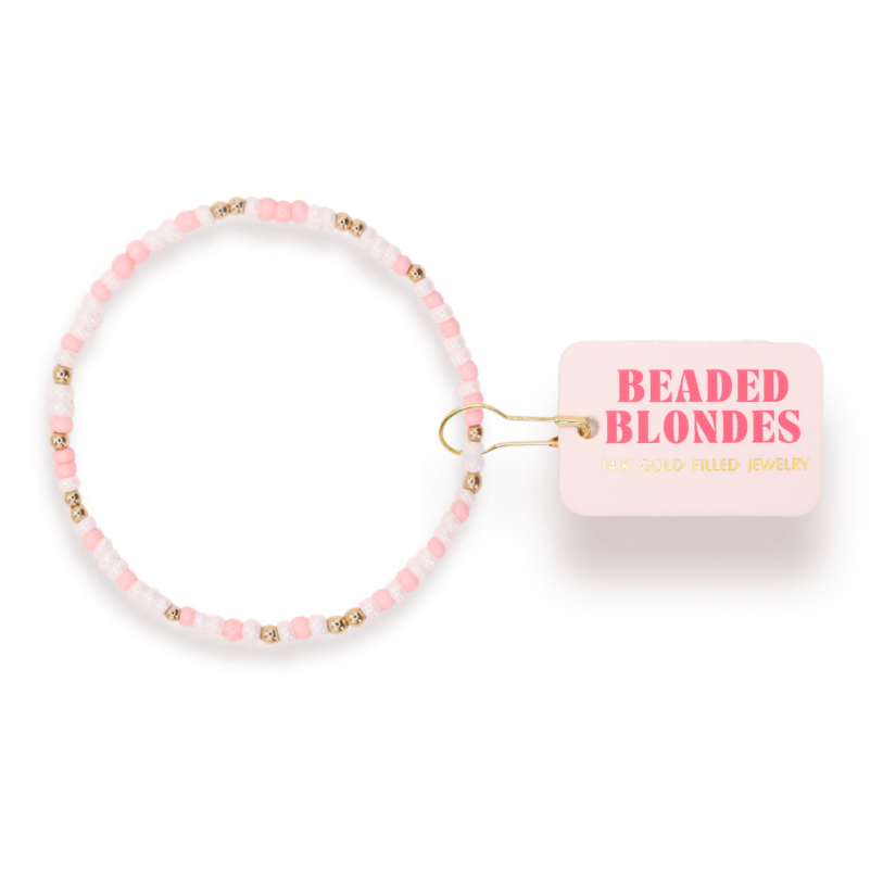 Light Pink and Luster White Sprinkle Bracelet: Standard 6.75 Inch