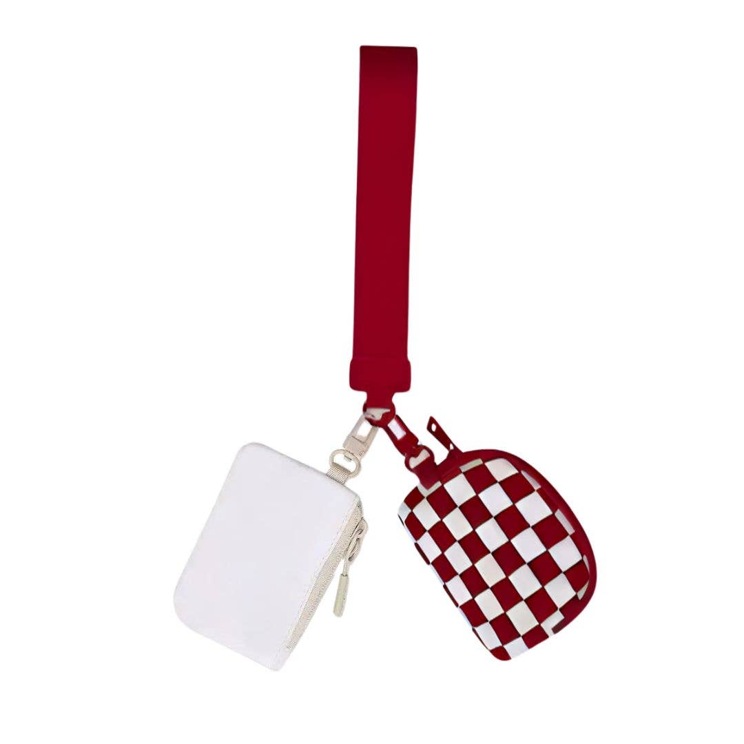 Checkered Dual Color Wristlets: White/Burgundy