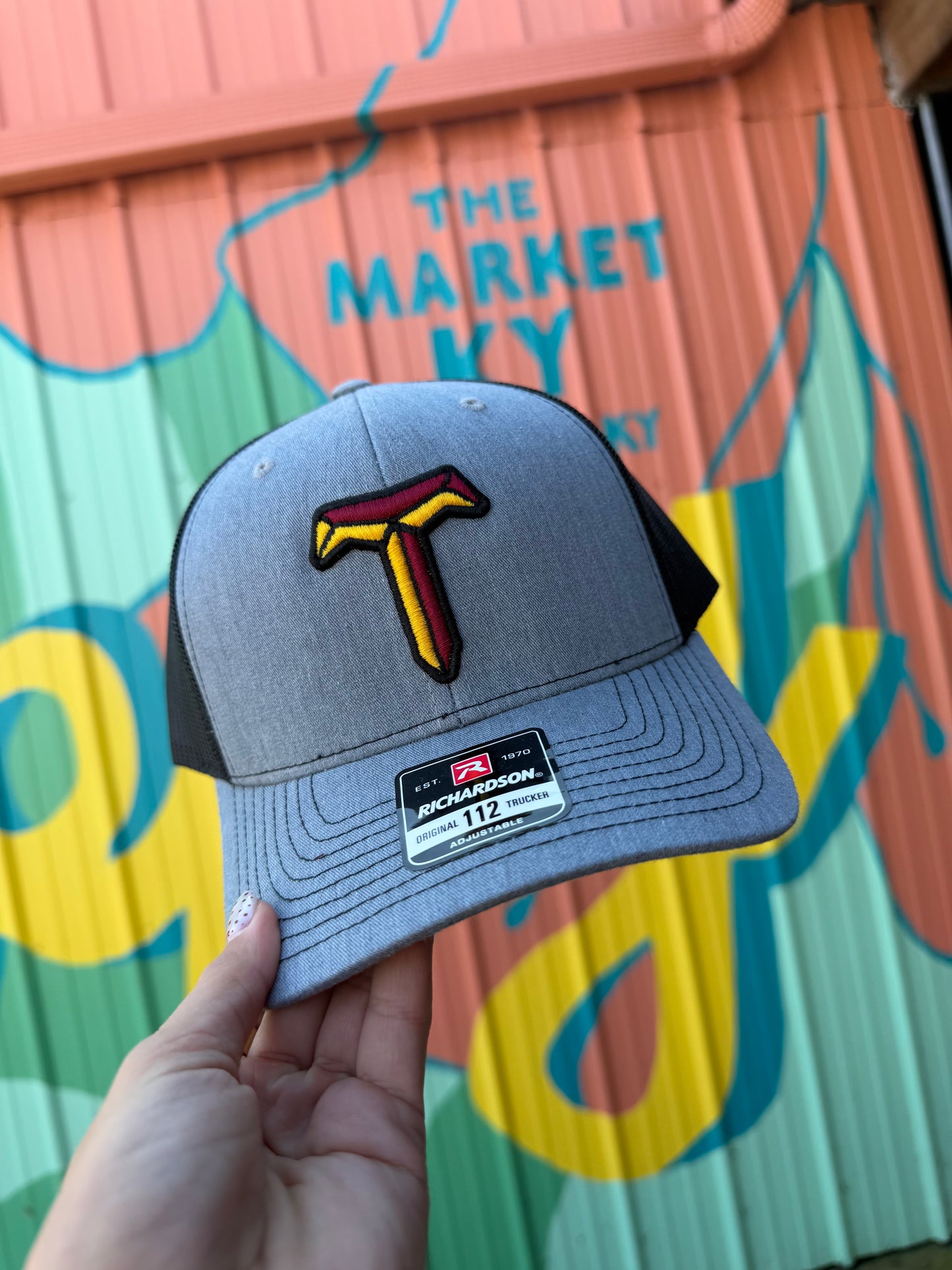Burgundy Trojan Grey Trucker Hat