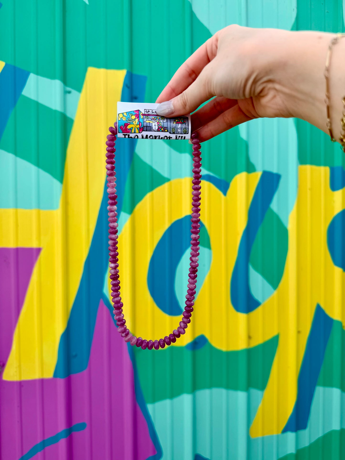 Rondelle Beaded Necklace - Pink Jade