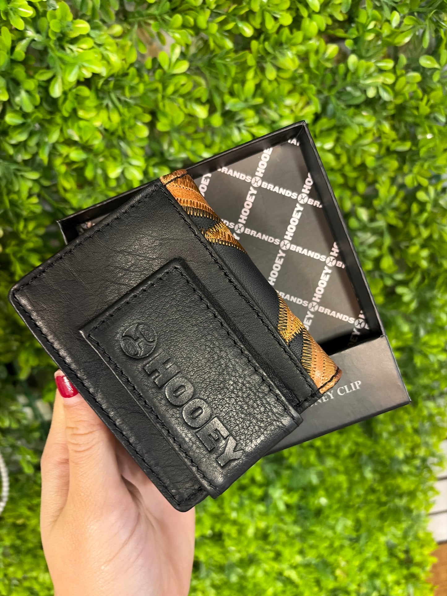 Hooey Patchwork Leather Bi-Fold Money Clip Wallet