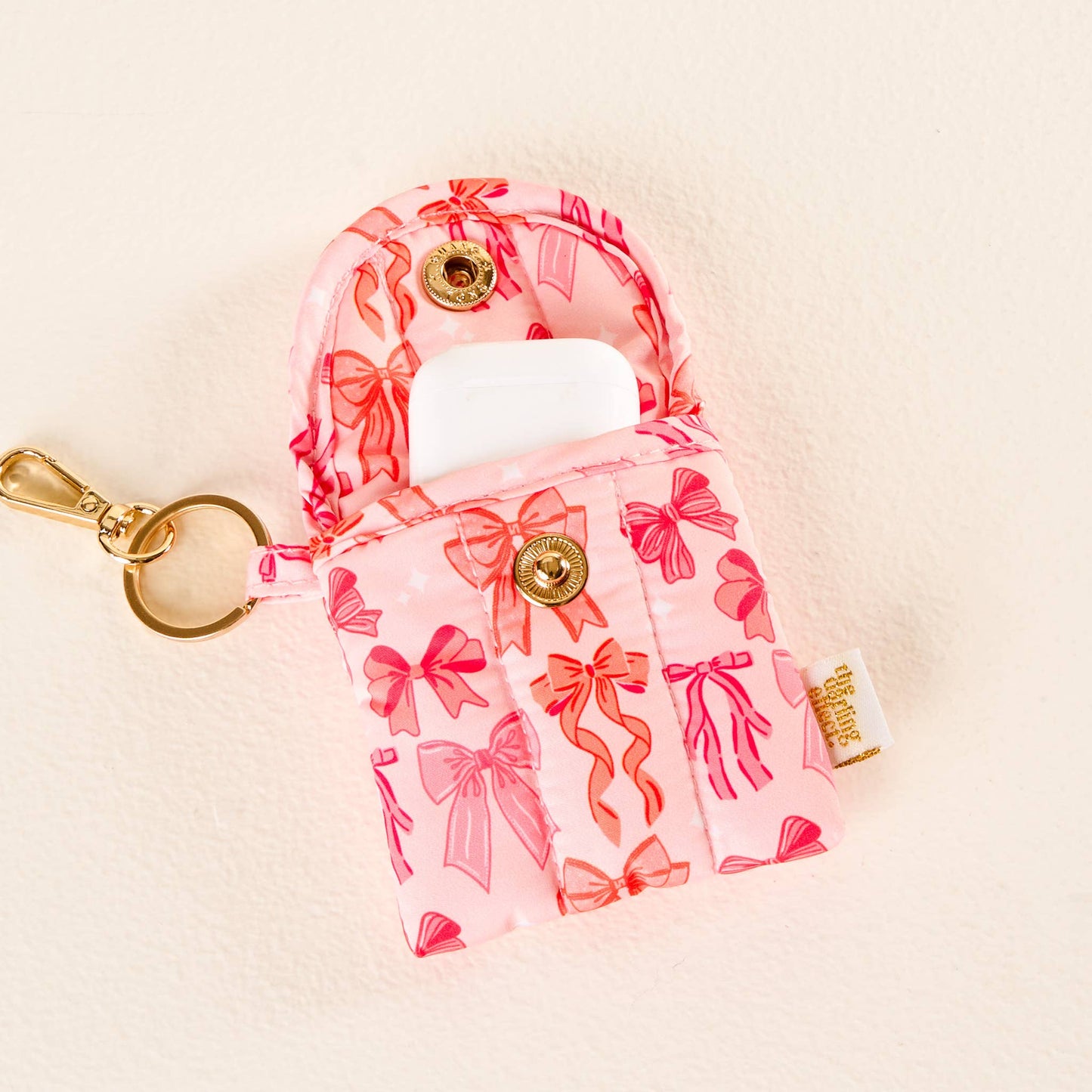 Puffy Earbud Case Keychain-Blushing Bows
