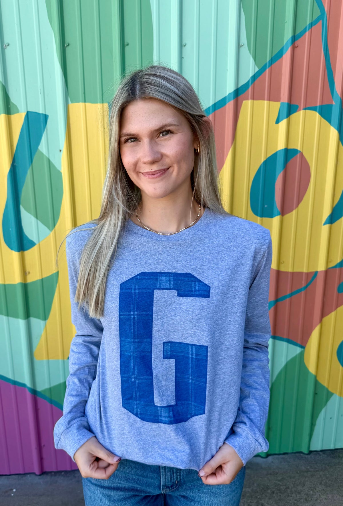 Plaid Varsity G Long Sleeve Tee