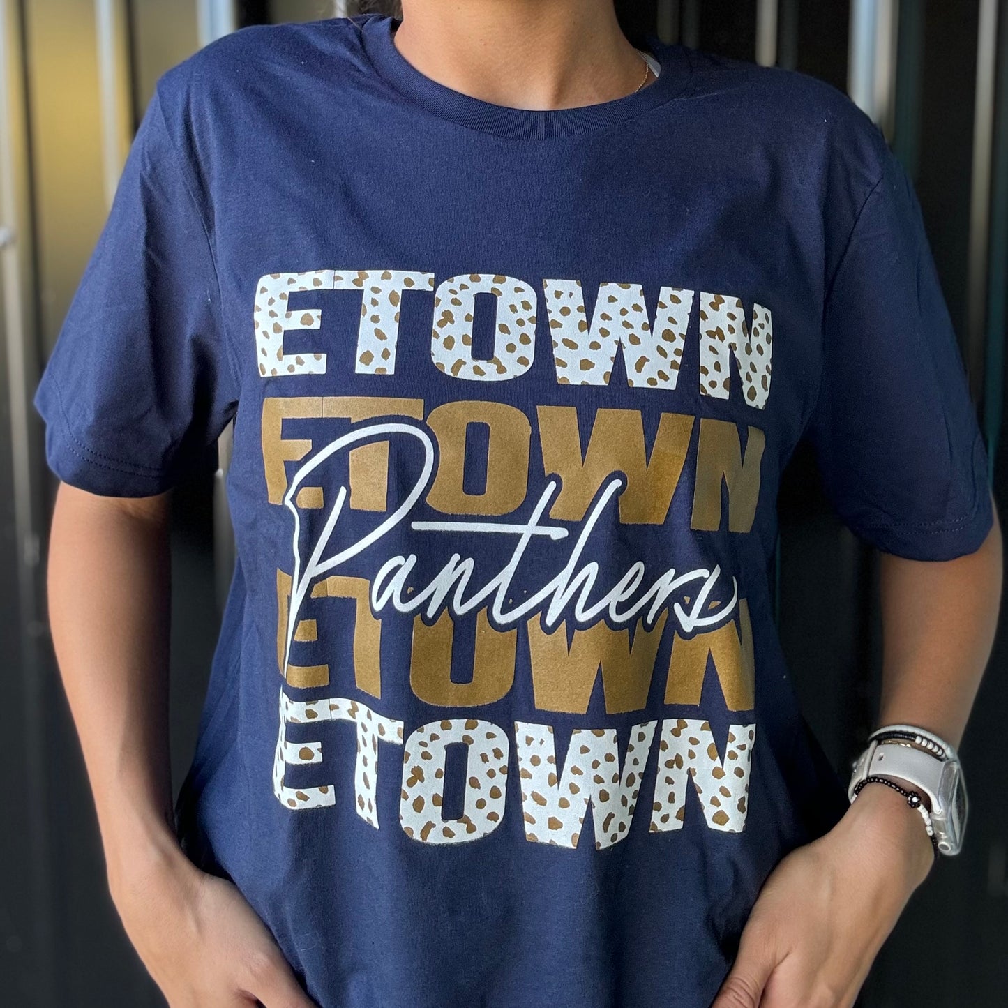 E Town Panthers Repeating Dalmatian Tee