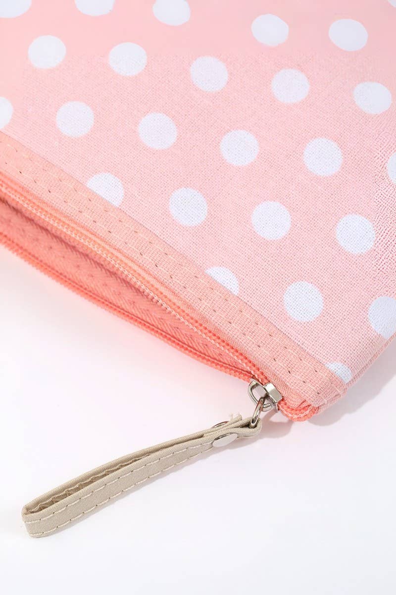 Polka Dot Cosmetic Clutch: DK RED