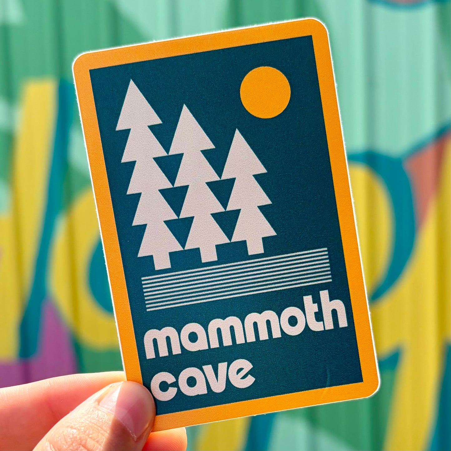 Retro Mammoth Cave Sticker - Pine Trees