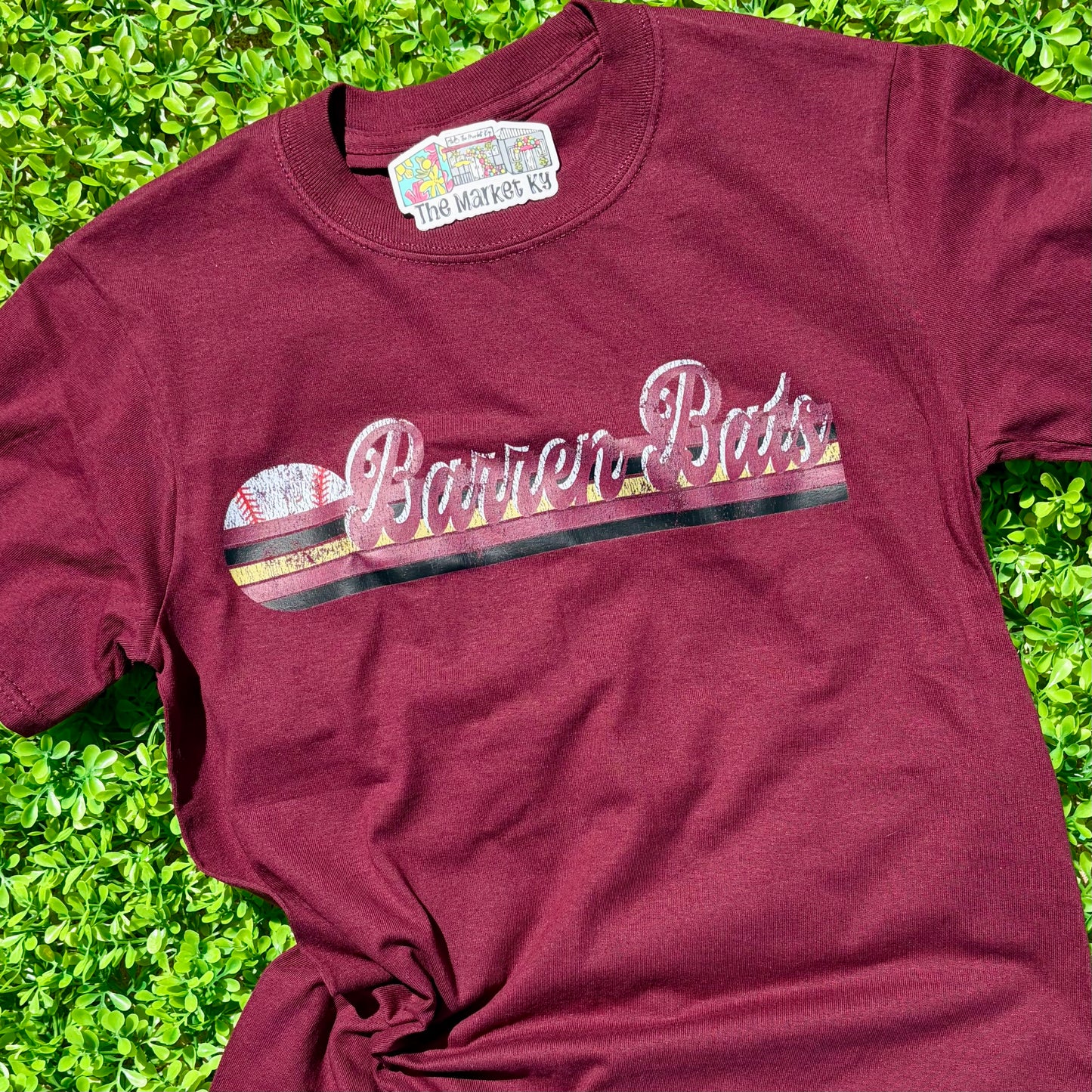 Retro Barren Bats Tee- Burgundy