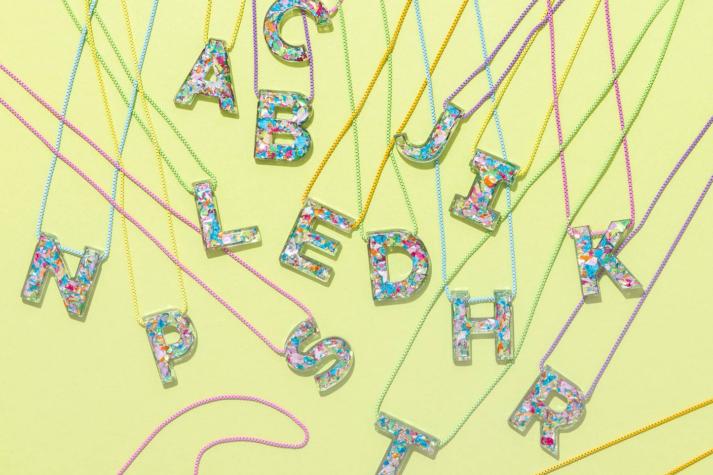 Chain Necklace - Letters - Colorful Confetti - S