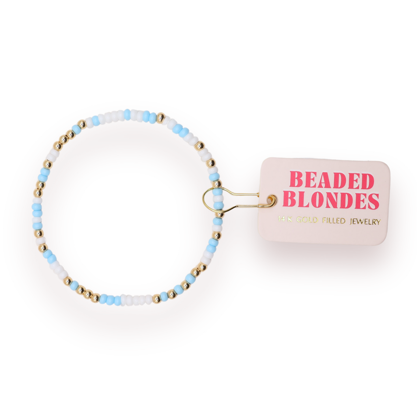 Powder Blue and White Sprinkle Bracelet (Kids Size)