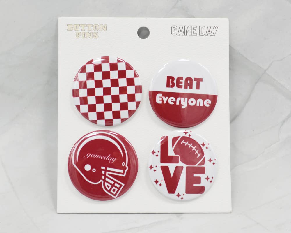 Game Day Pin/Buttons Set — Red & Black