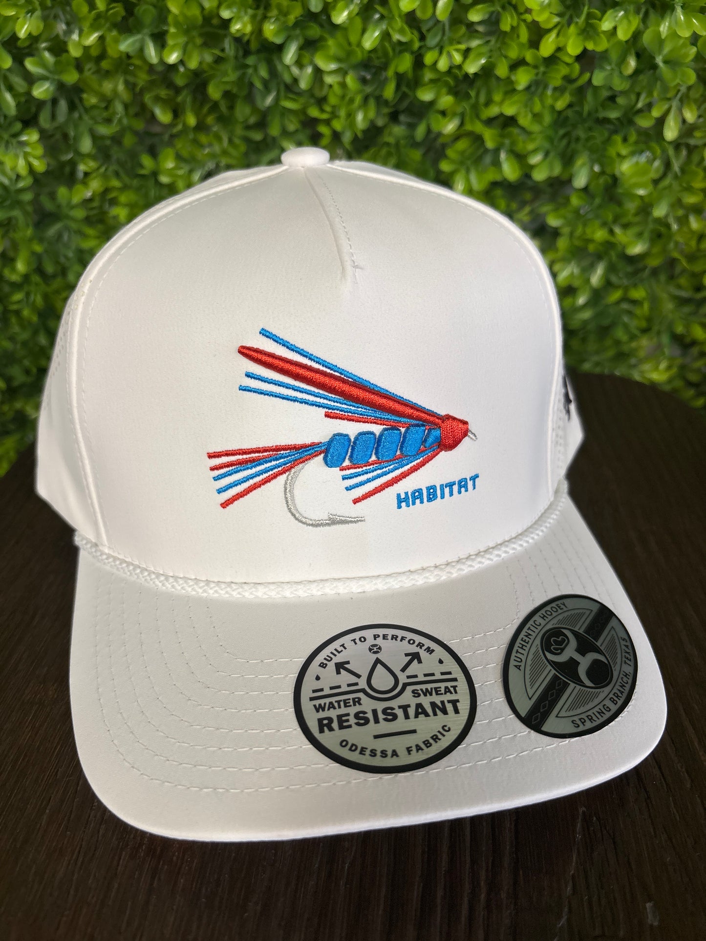 Habitat White Trucker Hat- Red/White/Blue Lure
