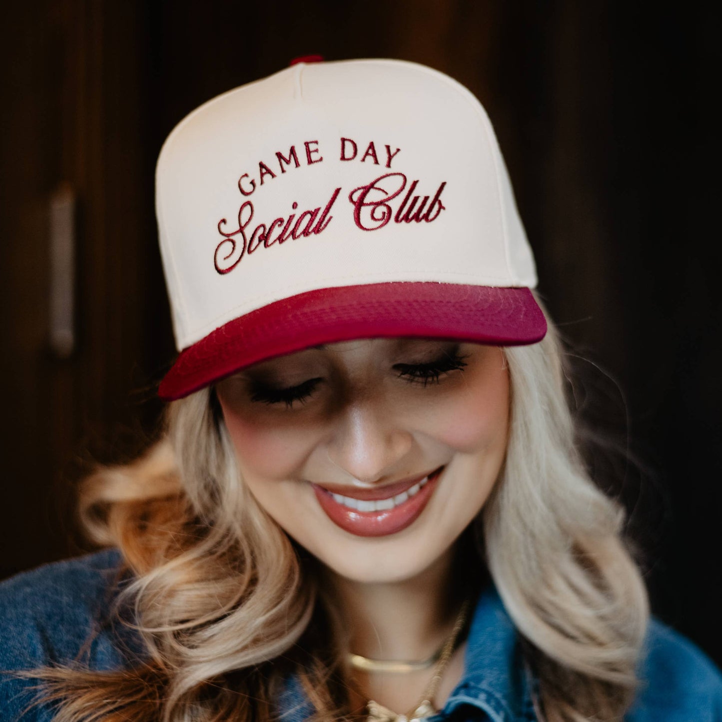 Game Day Social Club Two-Toned Vintage Hat: Maroon and Tan