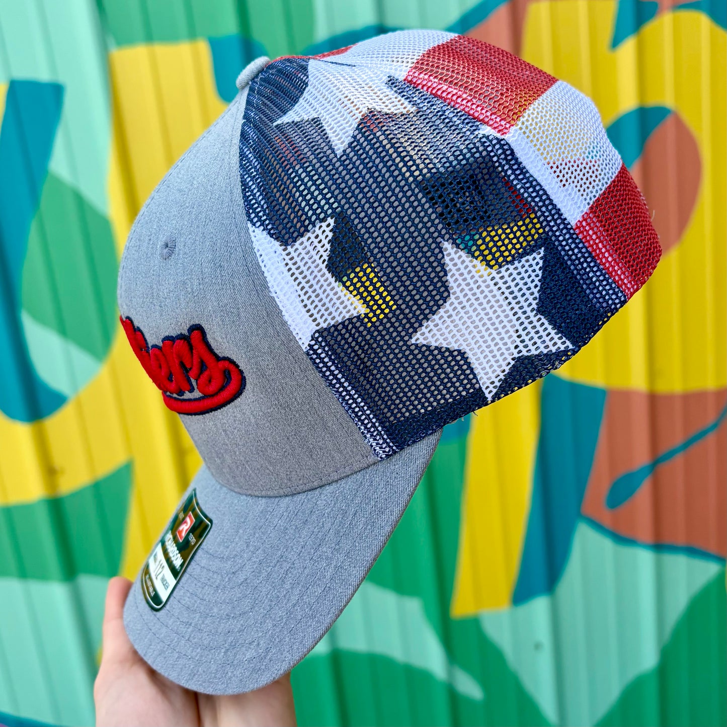 Soldiers Embroidered Trucker Hat- Navy/Red Flag