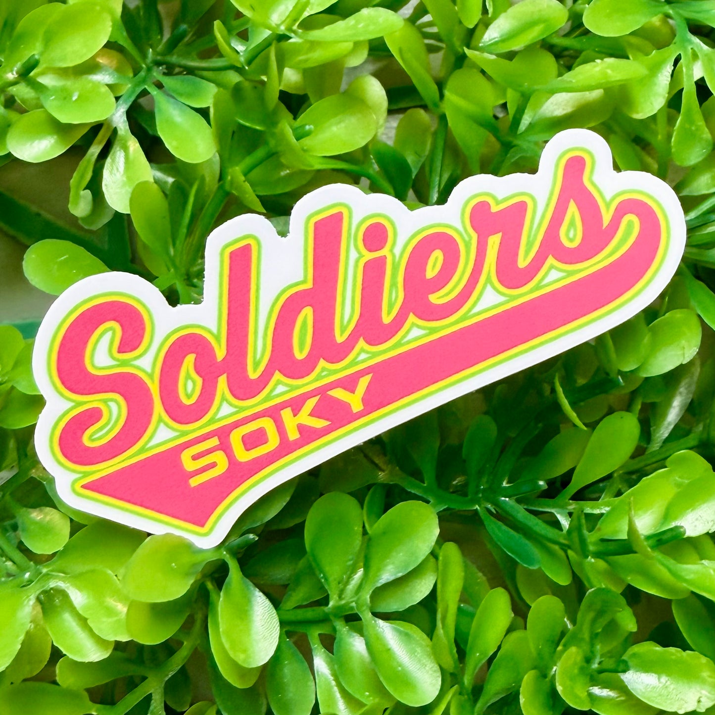 SOKY Soldiers Varsity Script Sticker - Neon