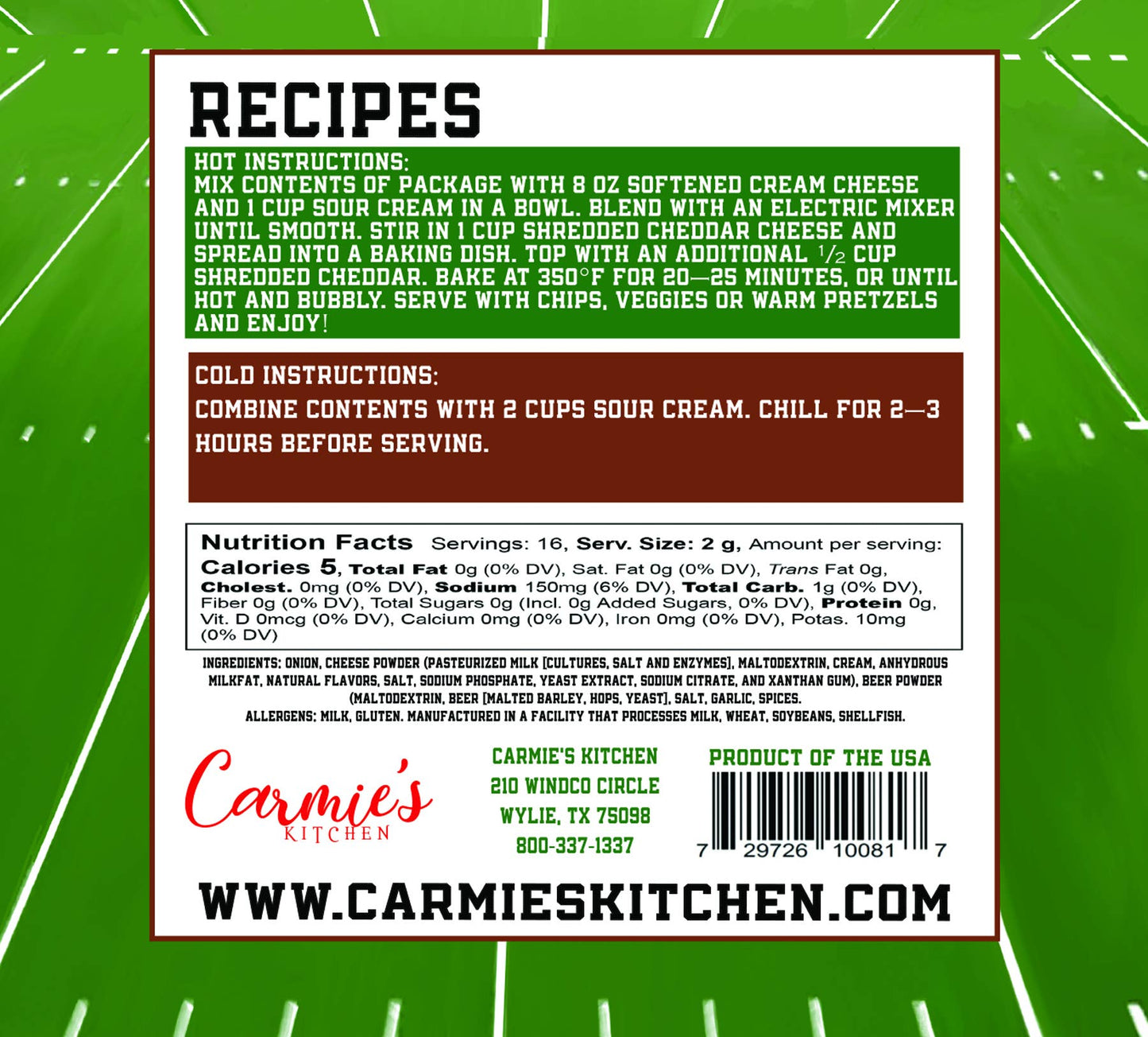 Tailgaters Beer Cheese Dip Mix - Game Day Collection