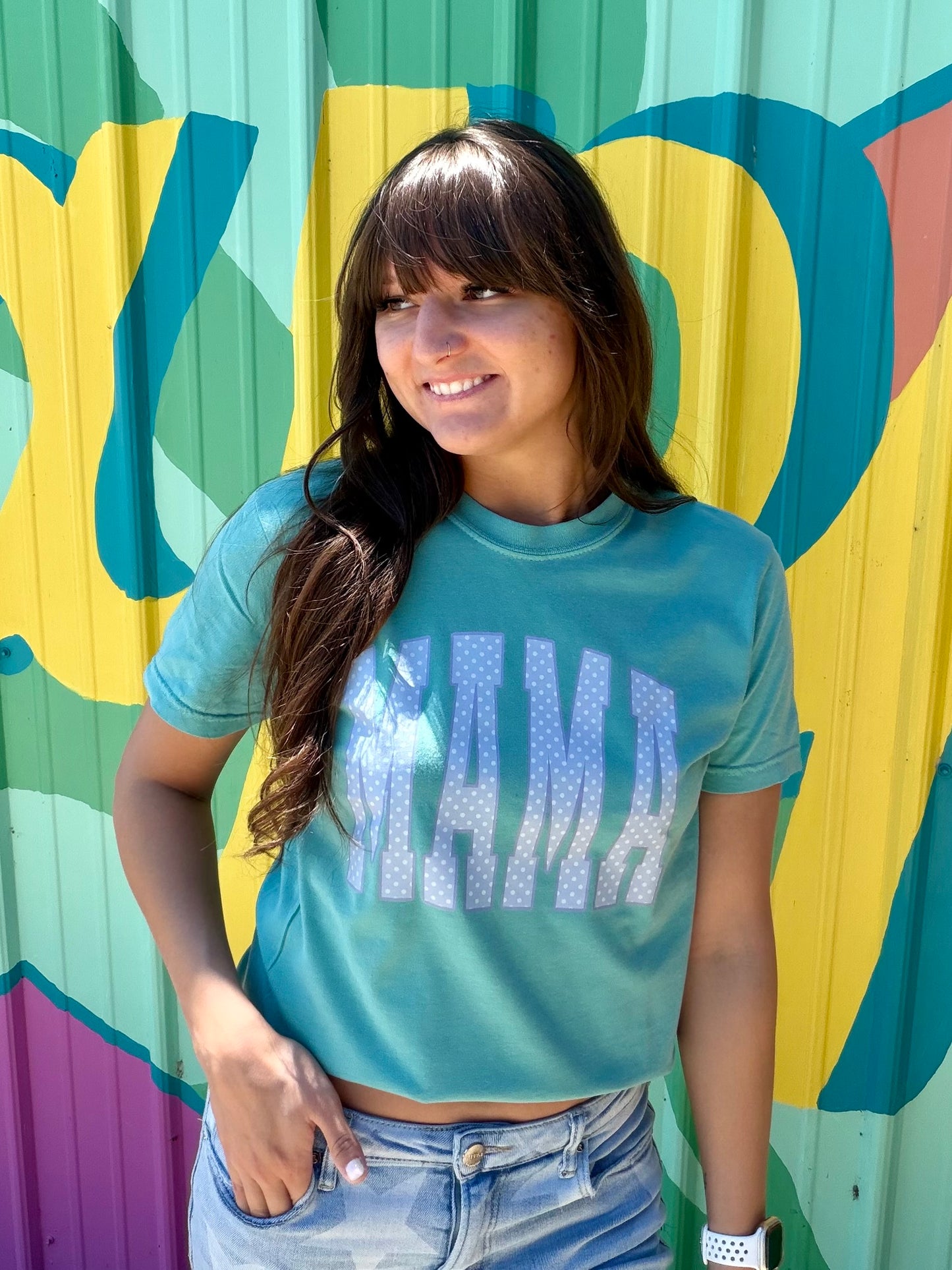 Mama Purple Polka Dots Comfort Colors Tee
