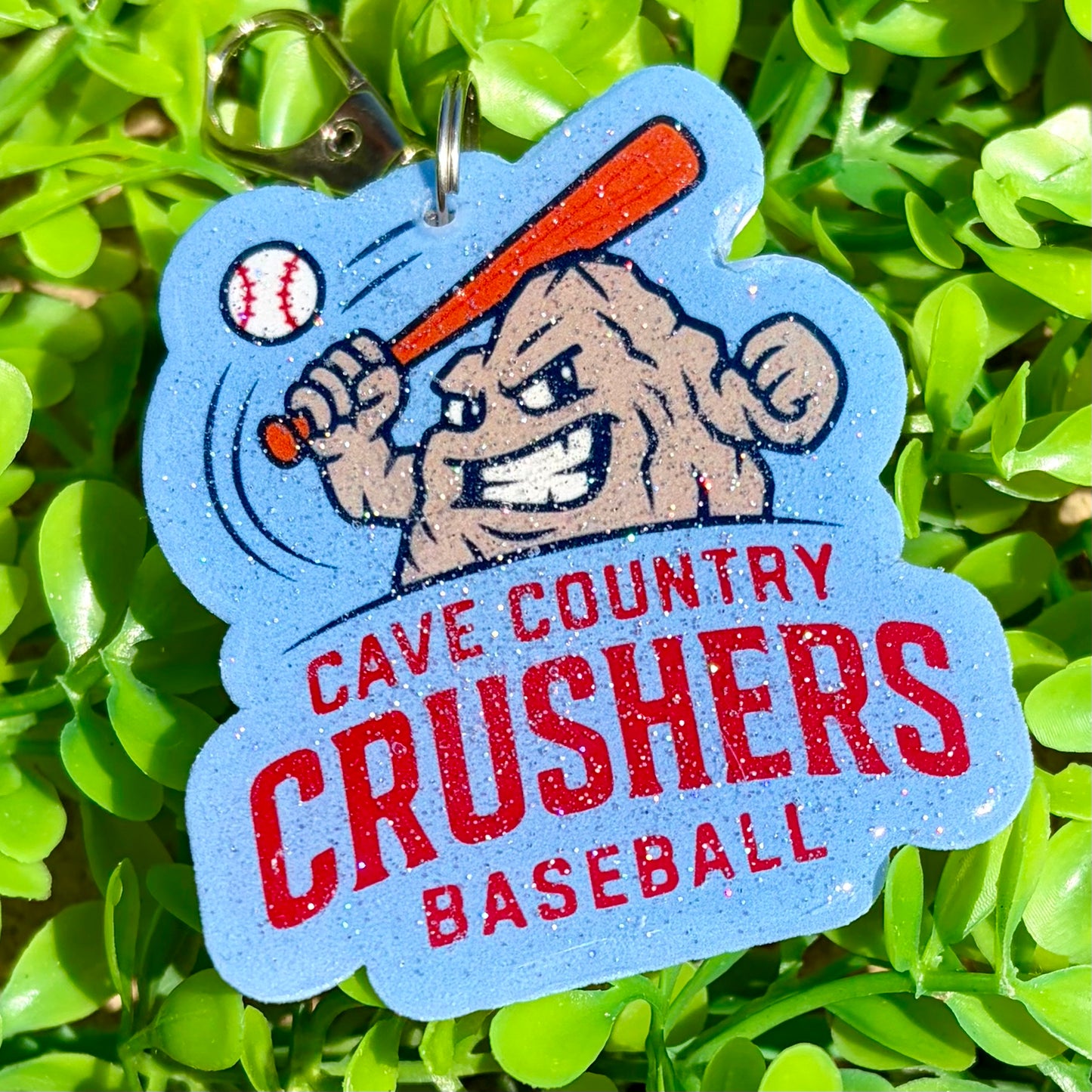 Cave Country Crushers Baseball Logo - XL Bag Charm with Clip