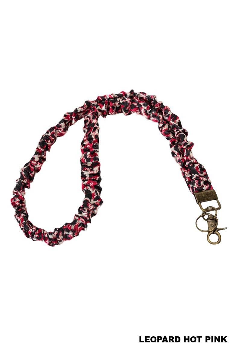 Trendy Scrunchie Lanyard: Leopard Hot Pink