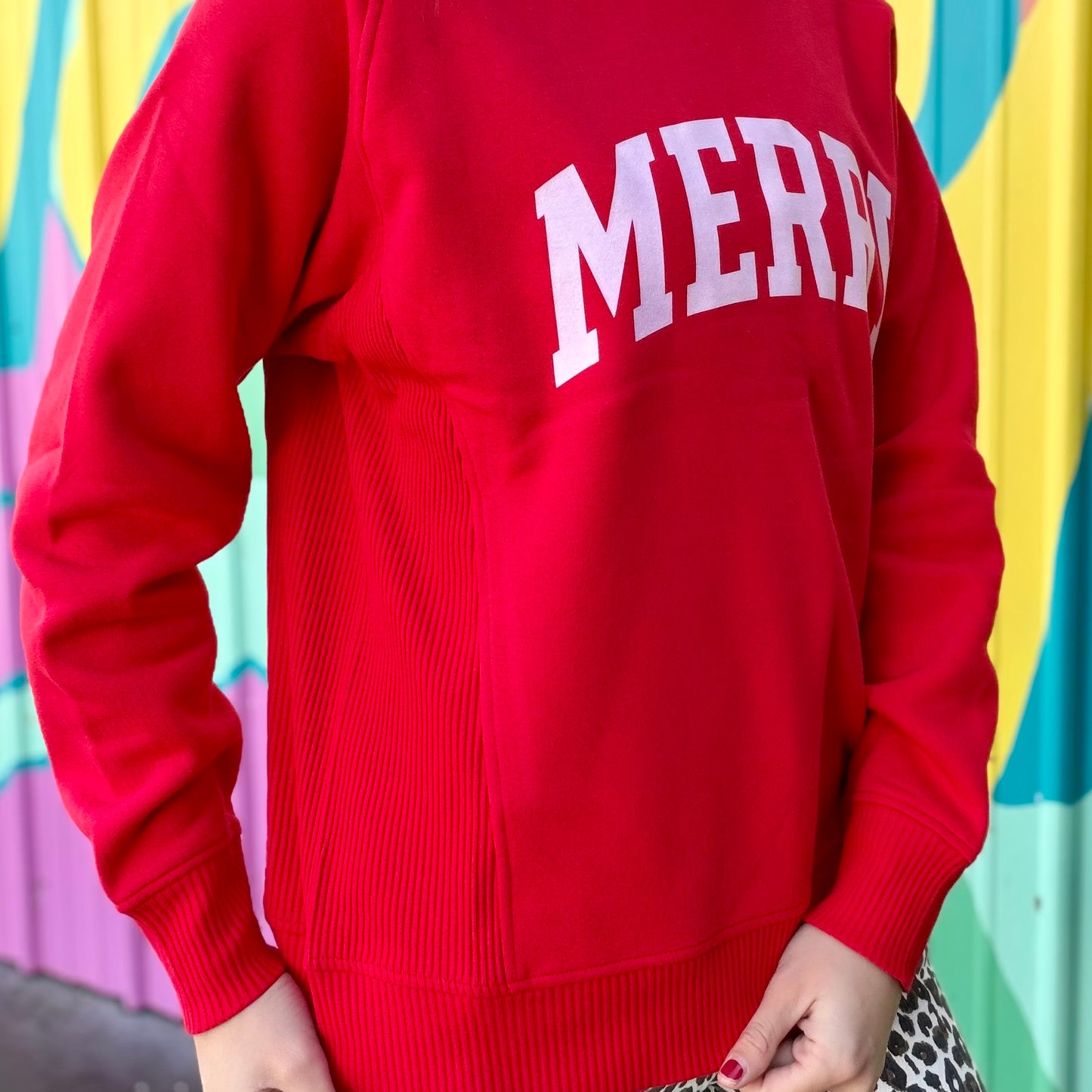 Merry Ribbed Detailing Scuba Sweatshirt