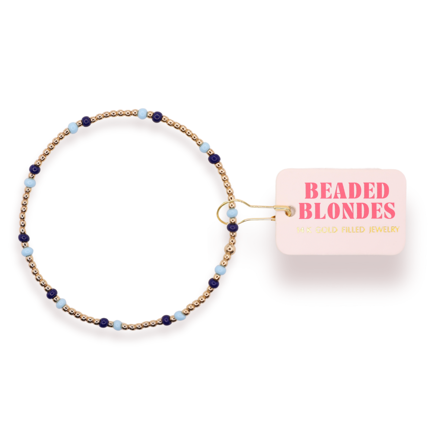 Powder Blue and Navy Two Toned Dainty Poppi Bracelet: Standard 6.75 Inch