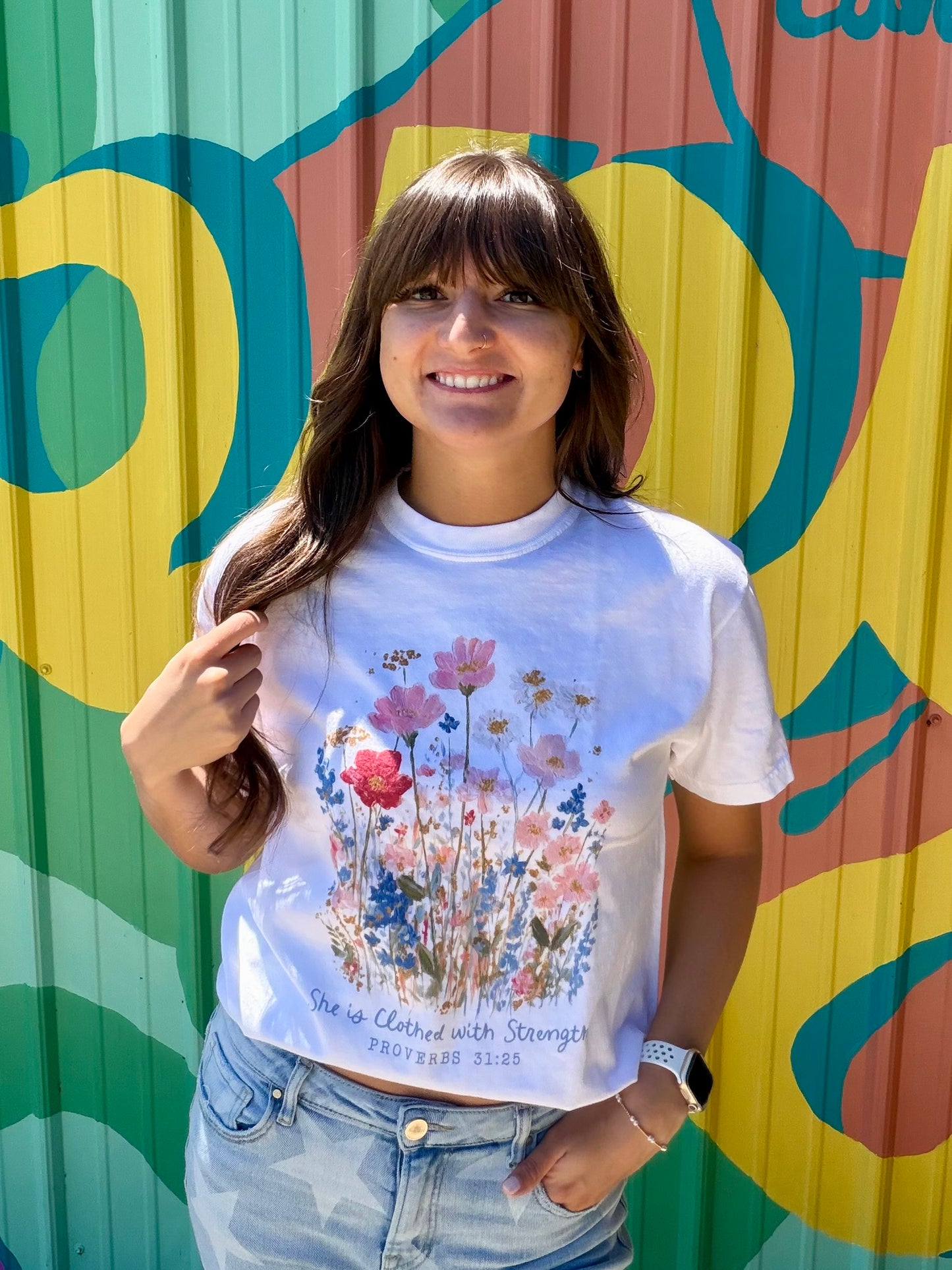 Proverbs 31:25 Floral Comfort Colors Tee