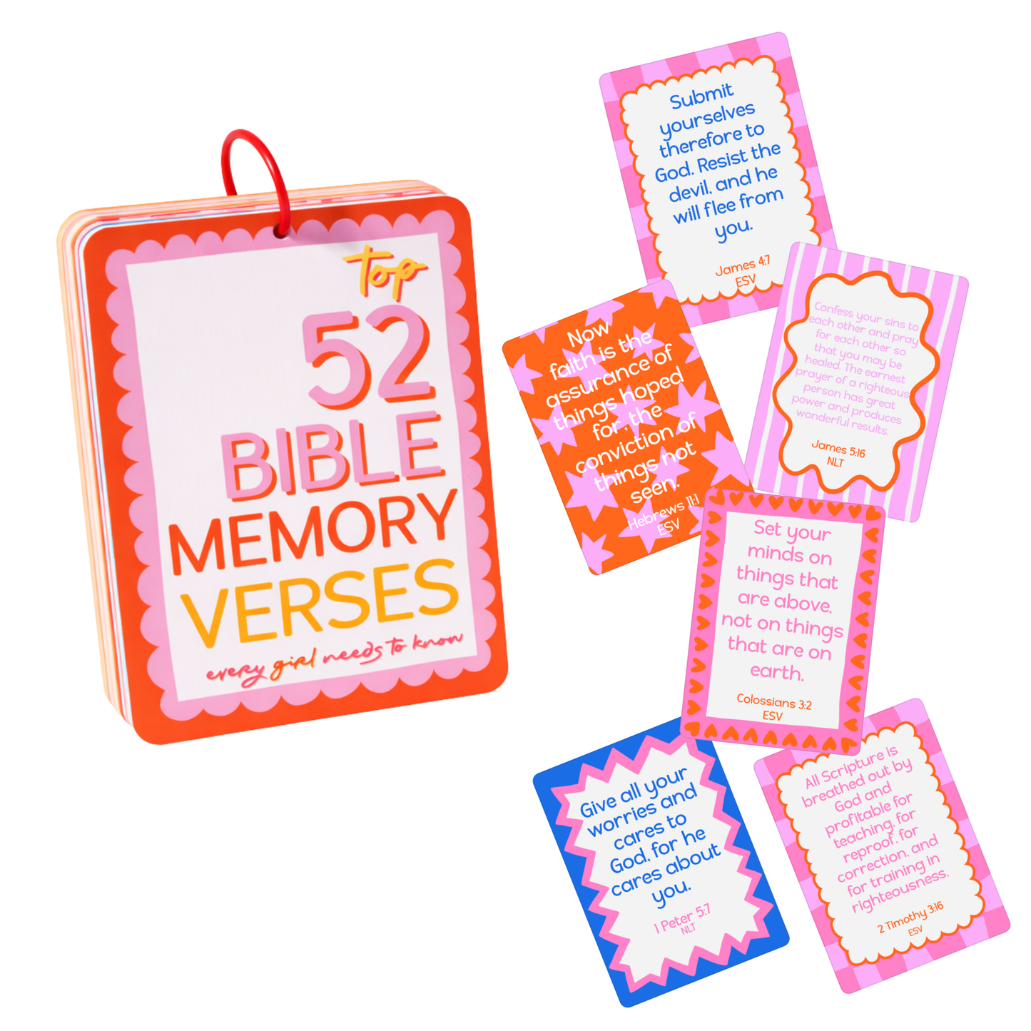 Kids Bible Memory Cards (Pink)