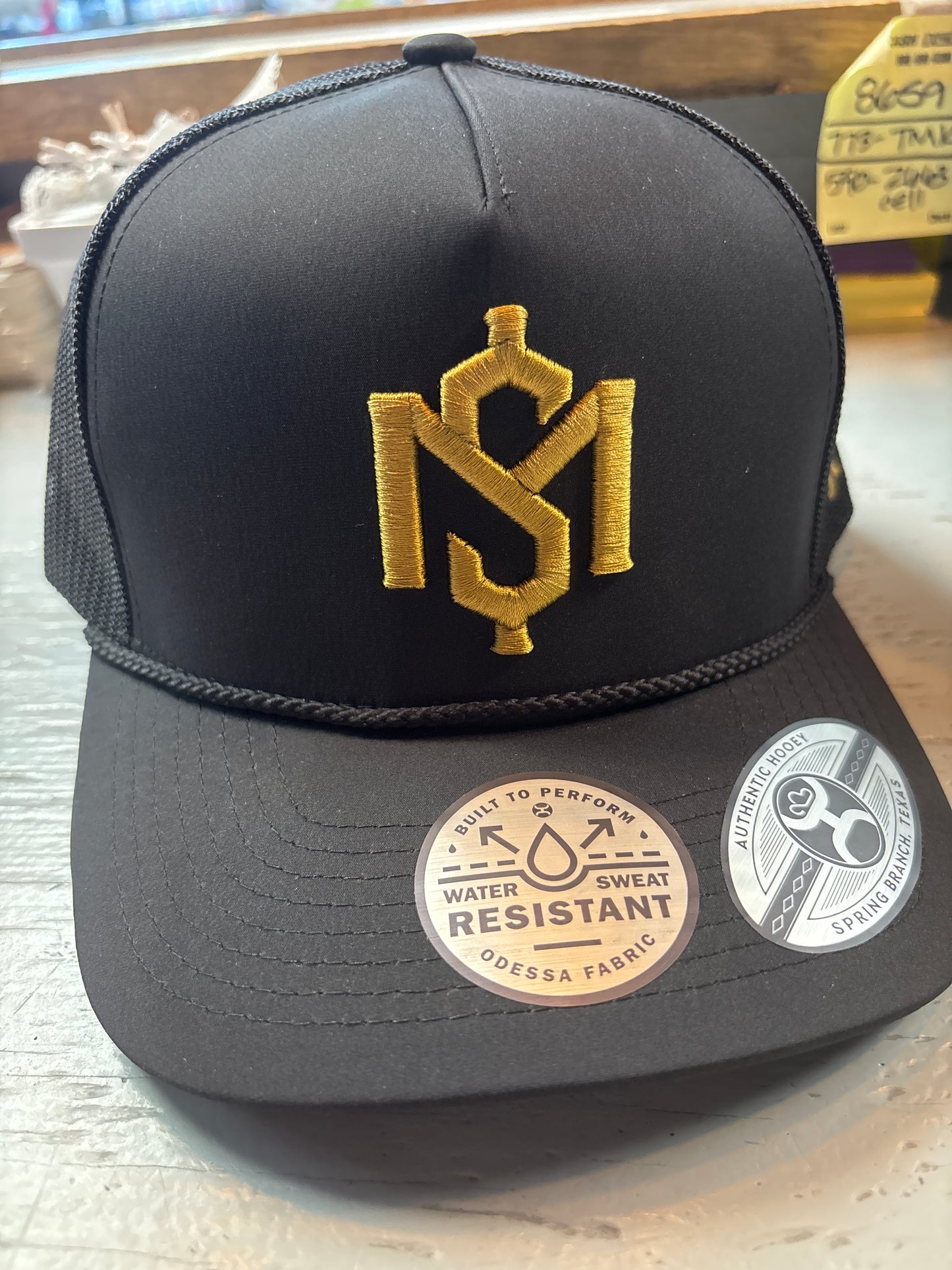 Shad Mayfield Black Trucker Hat- Gold Logo