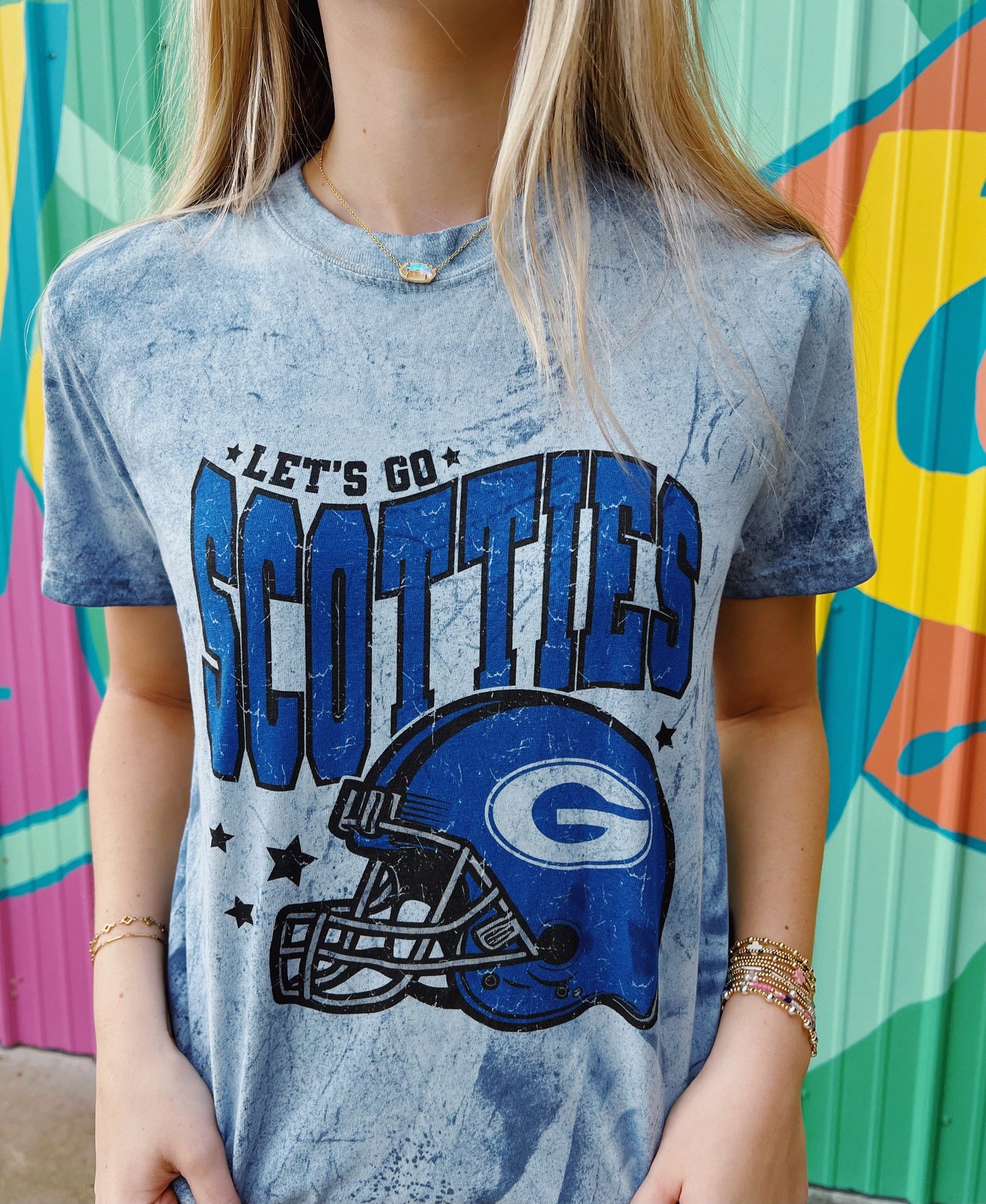 Let’s Go Scotties Football Acid Wash Comfort Colors Tee