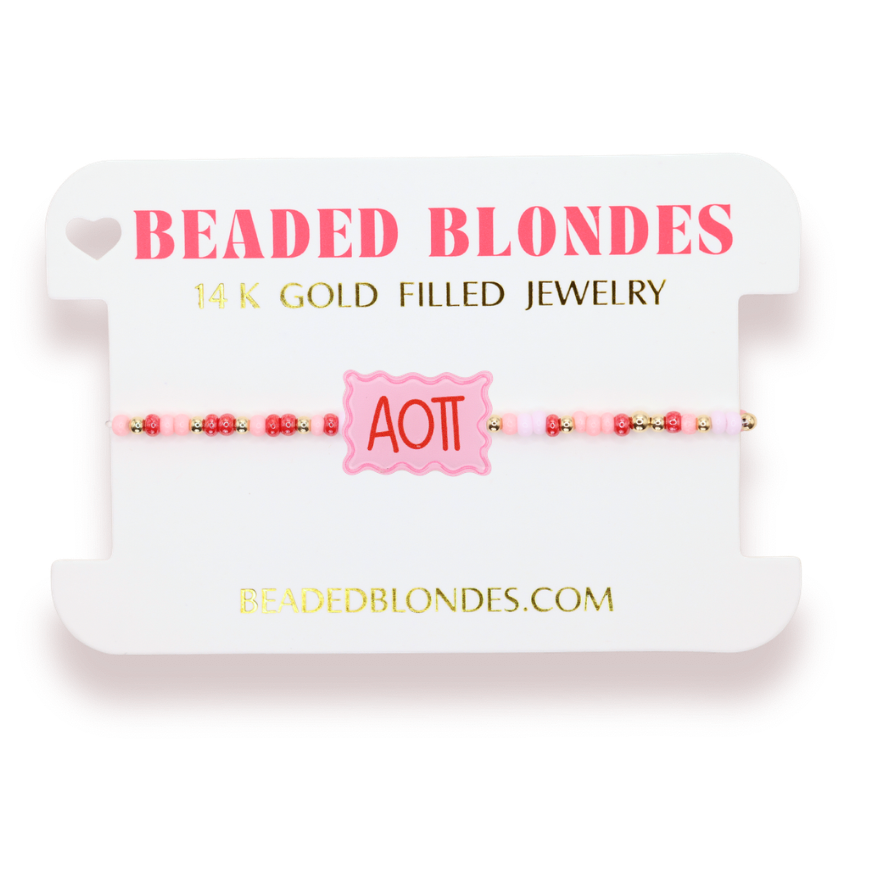 Alpha Omicron Pi Block Bracelet on Color: Standard 6.75 Inch