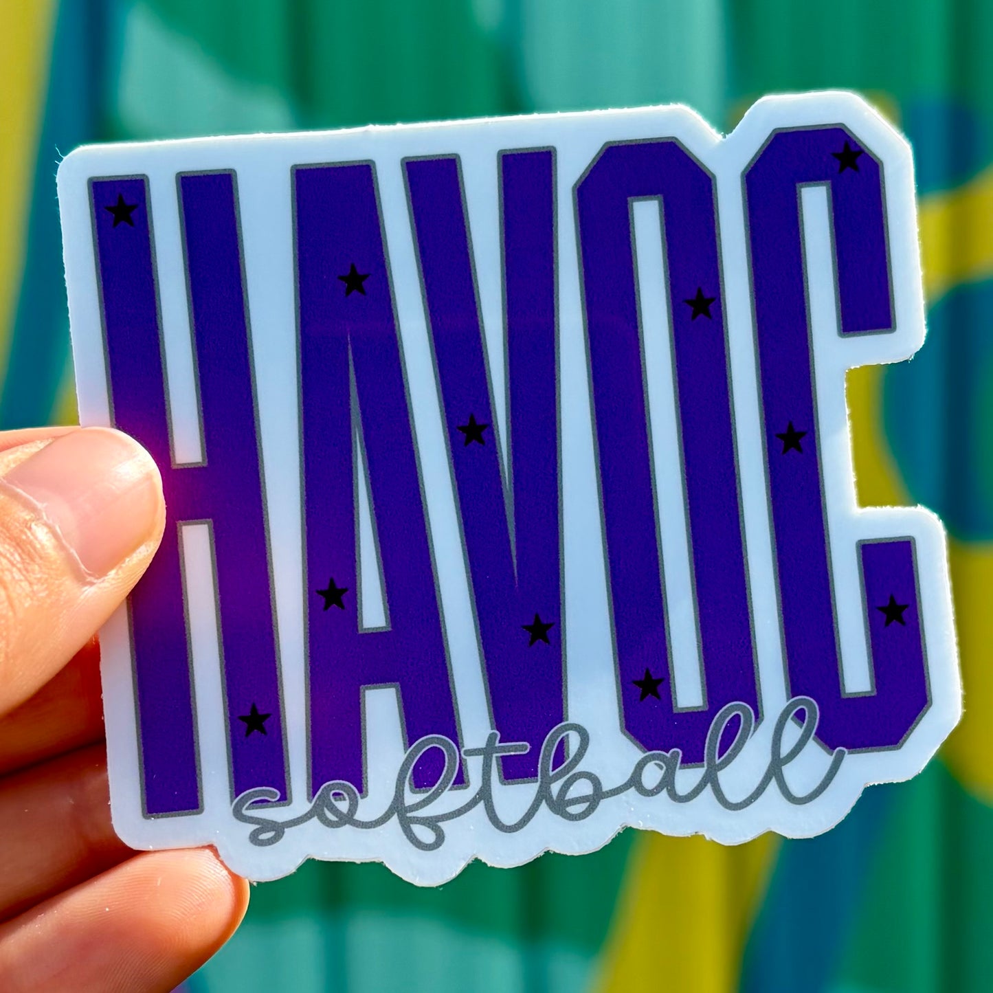 Havoc Softball Stars & Script Sticker