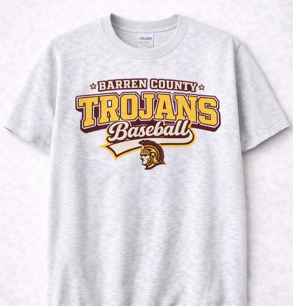 BC Trojans Baseball Classic Varsity Tee - Ash Grey