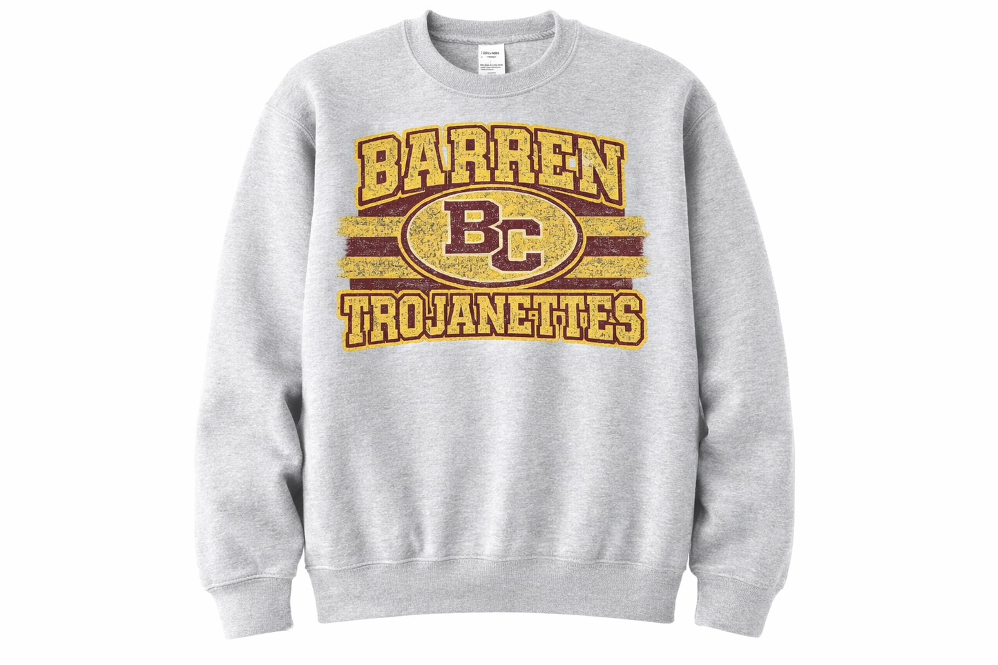 Barren Trojanettes Vintage Varsity Stripe Sweatshirt - Sport Grey