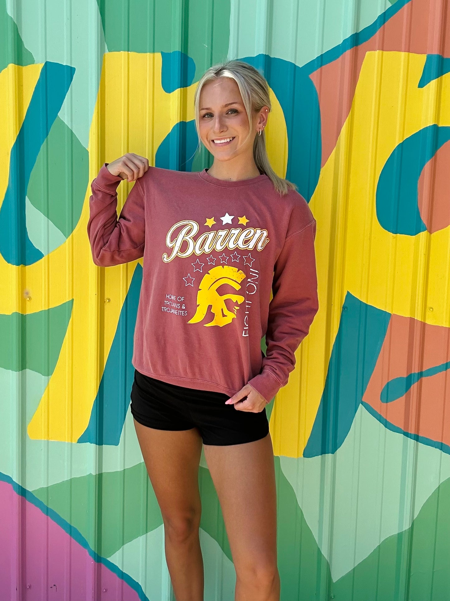 Barren Trojans Fight On Comfort Colors Crewneck