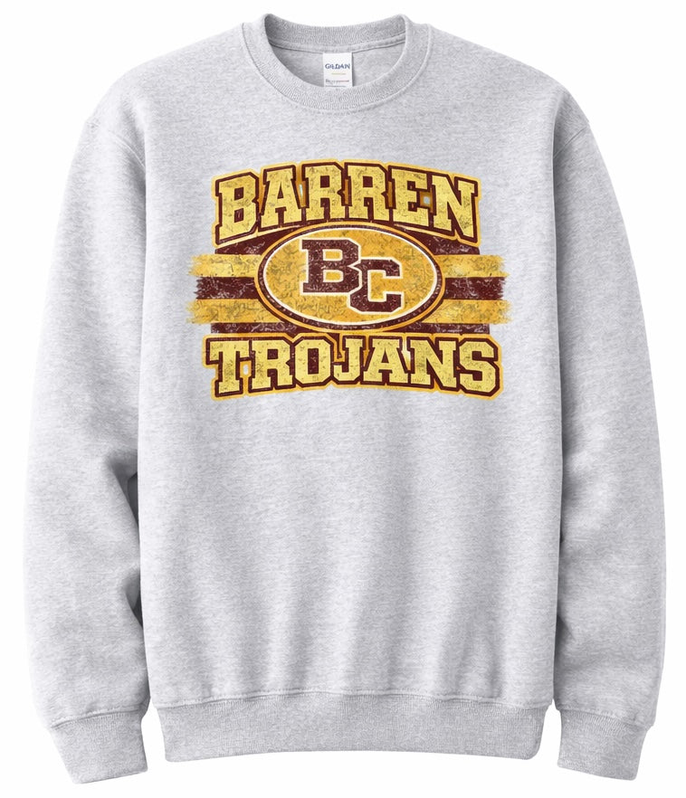 Barren Trojans Vintage Varsity Stripe Sweatshirt - Sport Grey