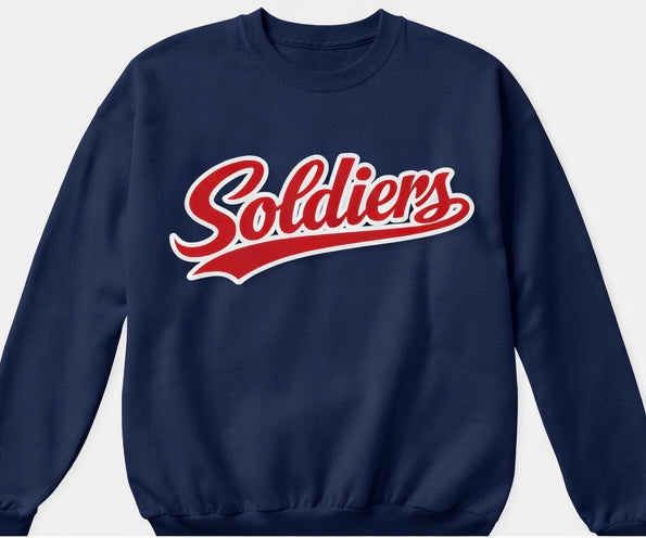 Soldiers Varsity Script Tee or Sweatshirt - Navy/Red