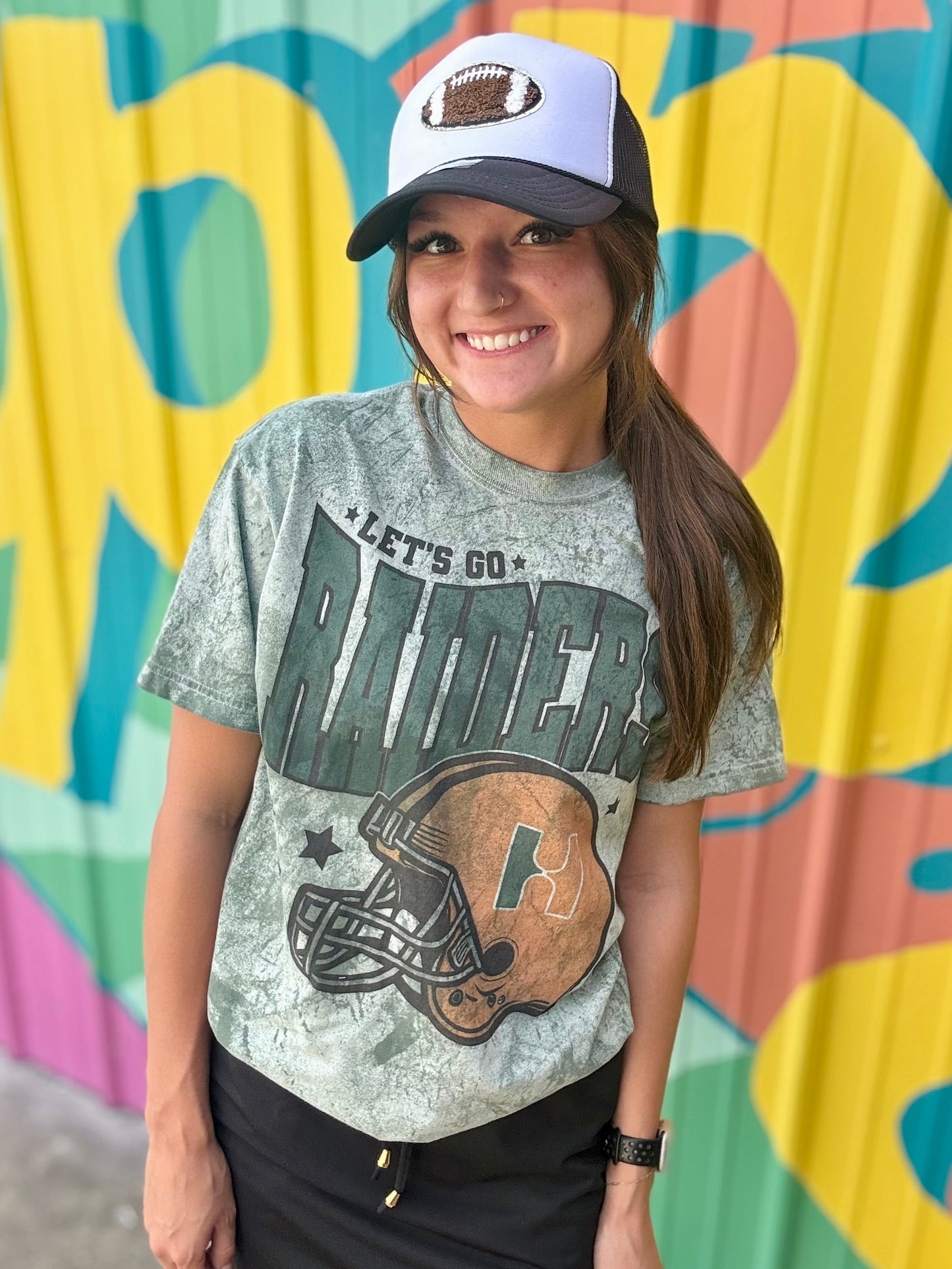 Let’s Go Raiders Football Acid Wash Comfort Color Tee