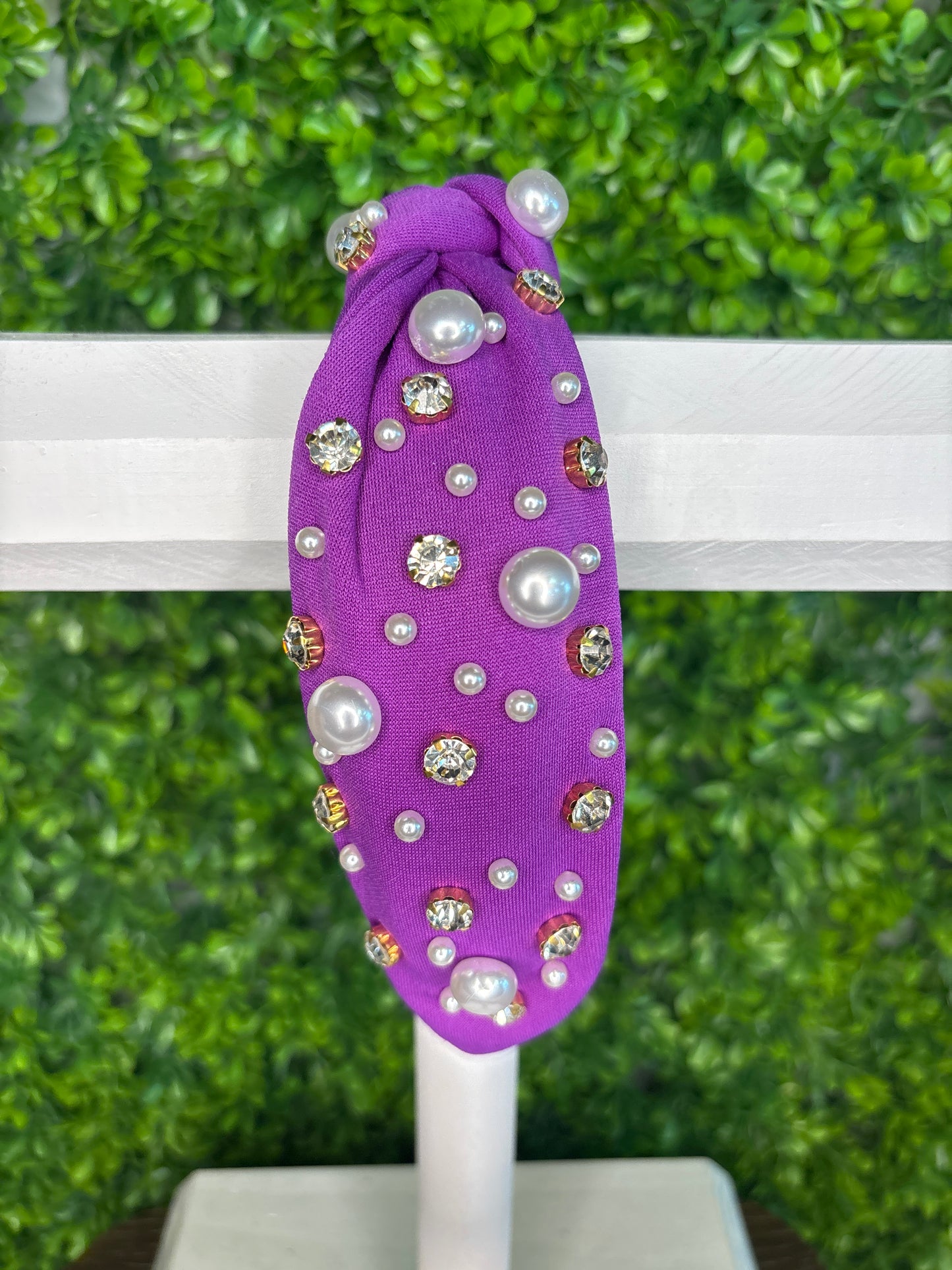 Purple Rhinestone & Pearls Headband