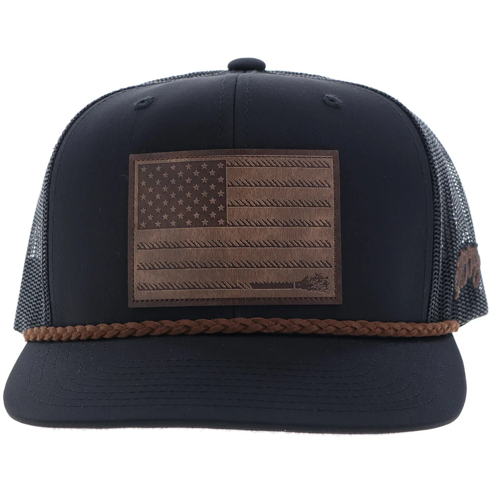 Hooey Liberty Roper Men’s Trucker Hat - Black w/ Leather Patch
