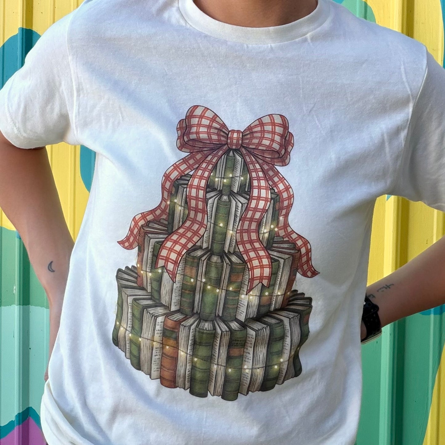 Book Christmas Tree Tee