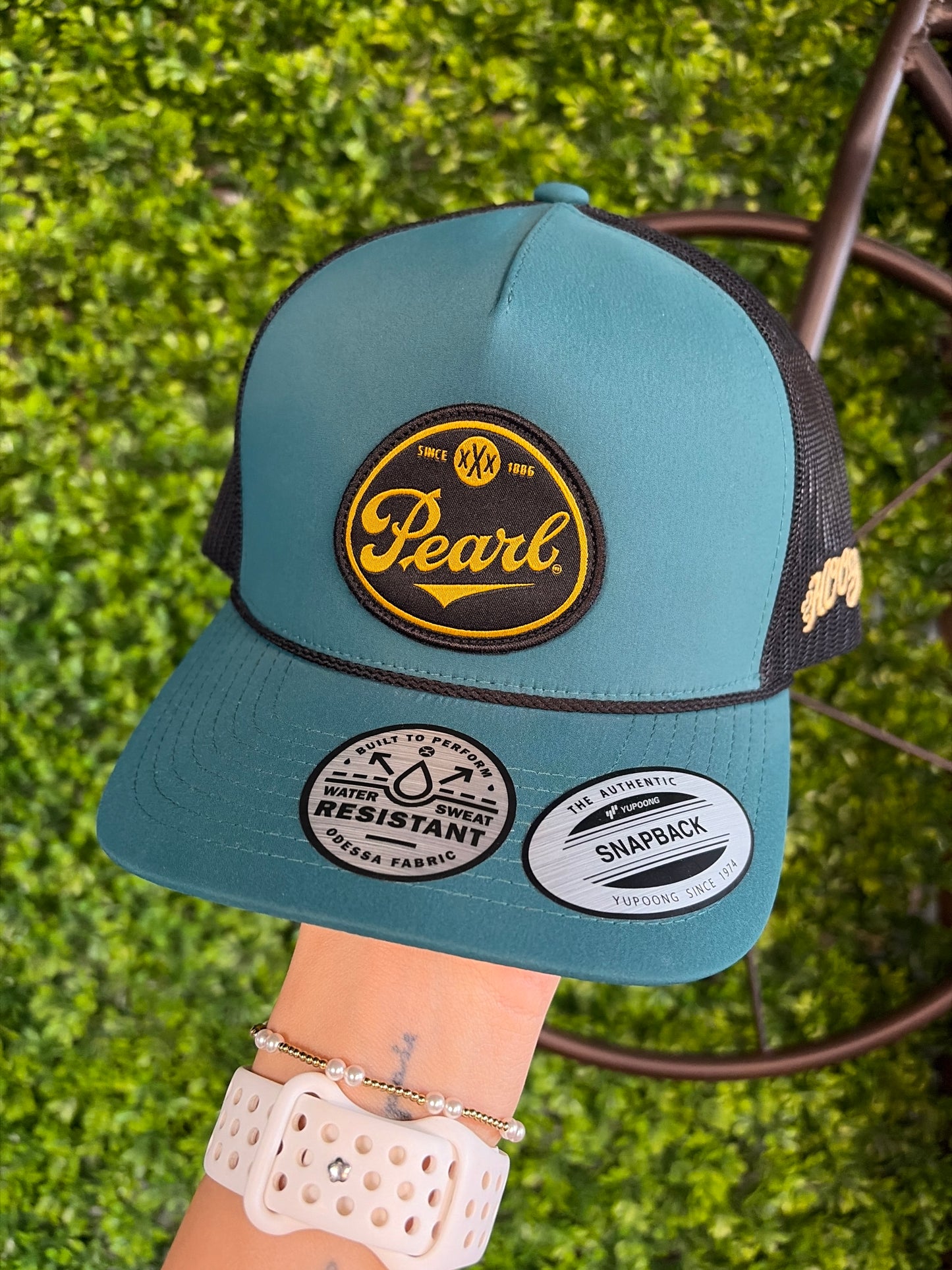 Pearl Blue/Black 5 Panel Trucker Hat