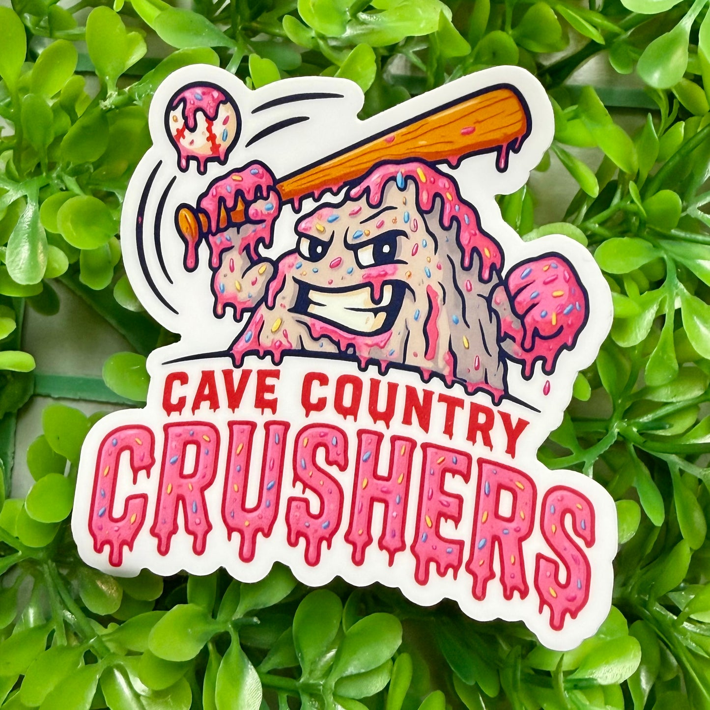 Cave Country Crushers Drip Logo Sticker - Pink